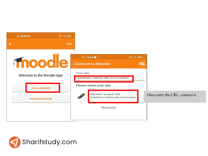 How to Enter URL and connect to Moodle in Mahsa LMS system