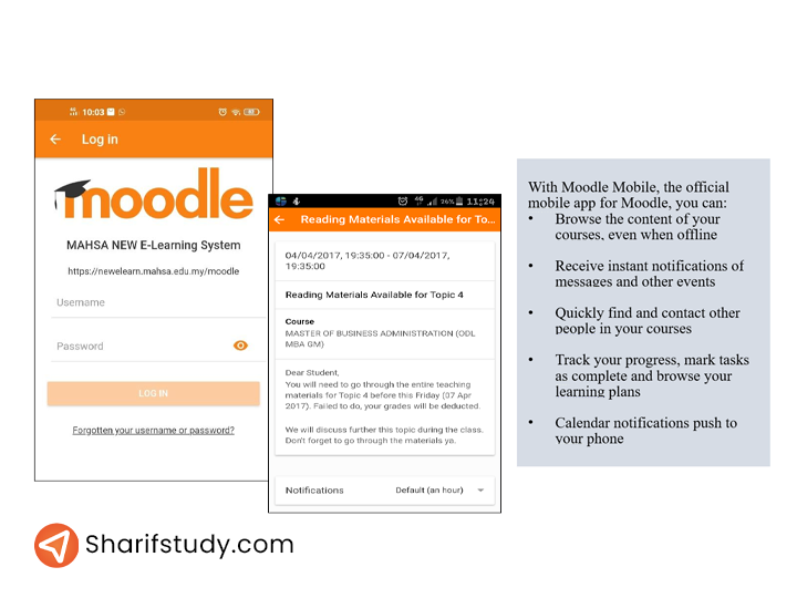 How to use Mahsa Lms in Mobile apps and Moodle mobile