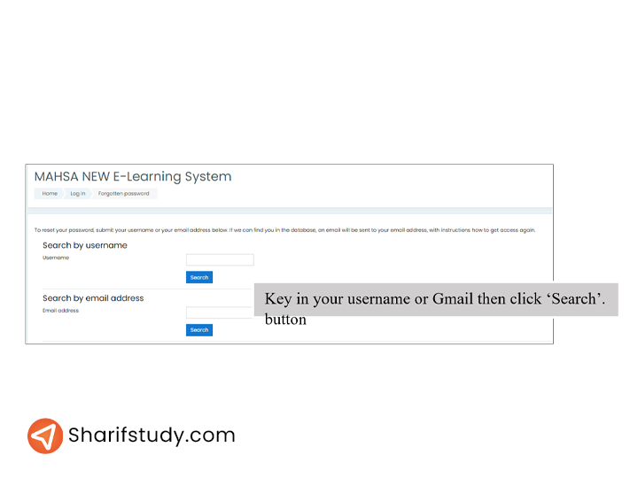 How to search by username and email in Mahsa New E-Learning System
