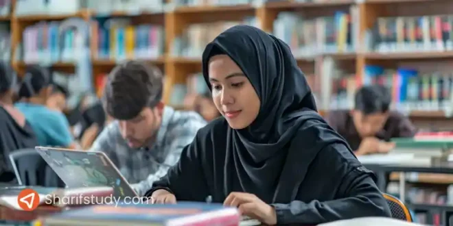 Segi University Facilities - student studying at library